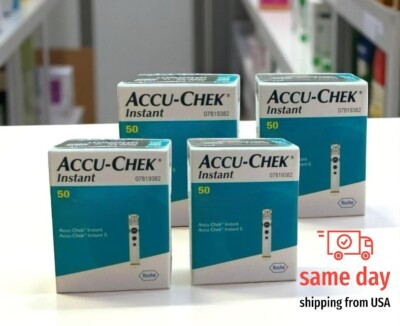 Accu-Chek Instant Test Strips  50X2 Box (100 total) Delivery from USA Exp:10-26