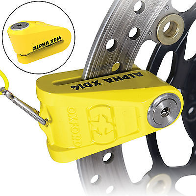 Motorcycle Motorbike Disc Lock Oxford Alpha Stainless Steel Yellow 14mm