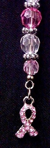 Cell Phone PDA Charm Pink Ribbon Breast Cancer Awareness Beaded New - Photo 4 sur 6