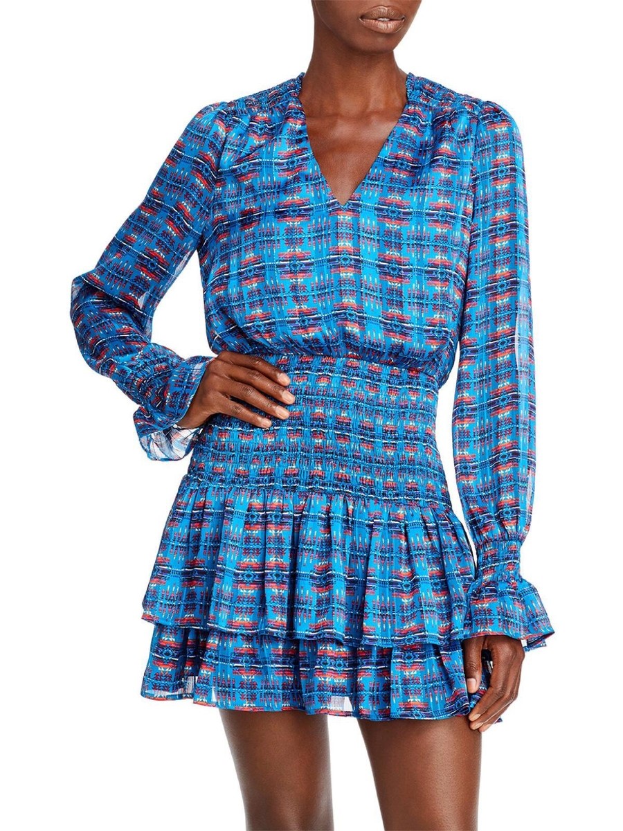 aqua ruffle mini dress Aqua Women's Ruffled V-Neck Mini Dress, Navy/Silver, Medium