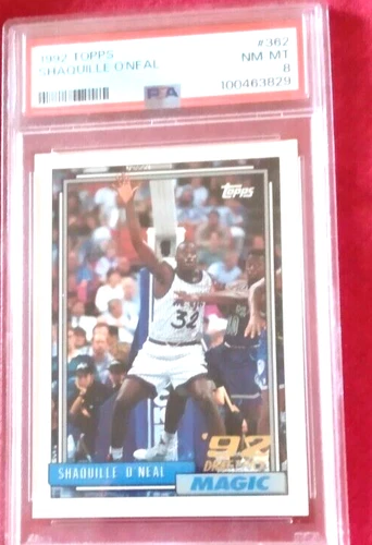 SHAQUILLE O'NEAL HOF ROOKIE CARD 1992 TOPPS #362 PSA 8 100463829