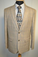Johnston Murphy Men's Plaid Silk Blend 2 Front Button Blazer Sz S/40SH