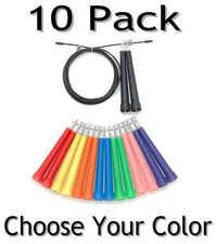 10 PACK Ultra Fast Cable Jump Rope Speed Crossfit Wire Bulk - CHOOSE YOUR COLOR!