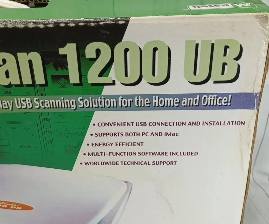 Vintage 90's Mustek Plug-n-Scan 1200 UB Flatbed Scanner - USB Powered Scan ~NOB - Image 2 of 4