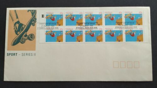1990 Australia Sports & Games Series II Skate-boarding 10v Stamps FDC - Picture 1 of 2