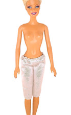 B262 - BARBIE 80s leggings pantaloni corti argento 