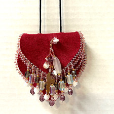 Handmade Hand Beaded Suede Amulet Medicine Bag Pouch