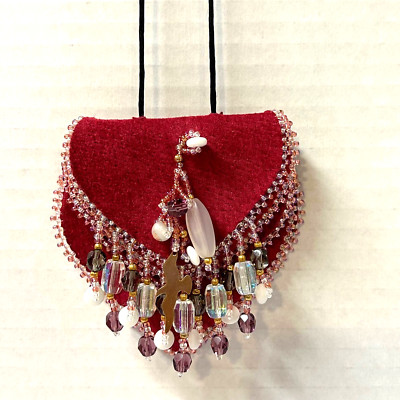 Handmade Hand Beaded Suede Amulet Medicine Bag Pouch