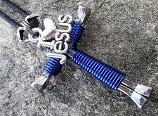 CROSS HORSESHOE NAIL NECKLACES- with I LOVE JESUS CHARM -ADJUSTABLE CORD