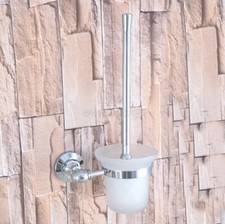 Chrome Toilet Brush with Toilet Brush Holder Wall Mounted-Cleaning Brush Set