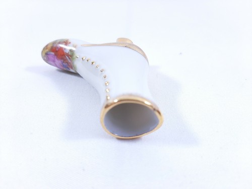 Limoges France Porcelain Ladies High Boot Shoe Ornament with Gold Gilt Trim - Foto 2 di 4