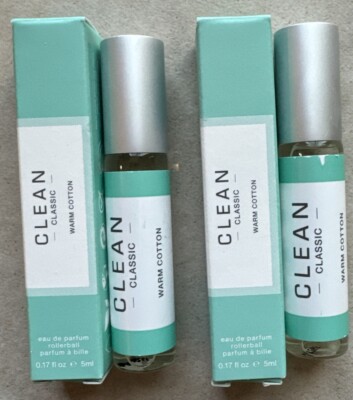 2x CLEAN RESERVE Warm Cotton EDP Rollerball .17oz/5mL Womens Perfume NEW in Box
