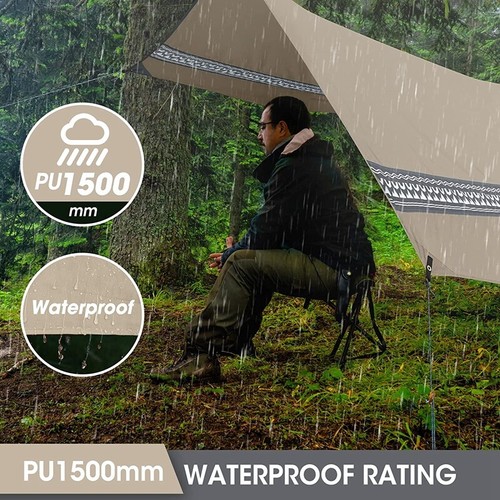 VILLEY Rain Fly Octagonal Tarp Camping Tarp Waterproof Hammock Tent Sun Shelter - Picture 4 of 12