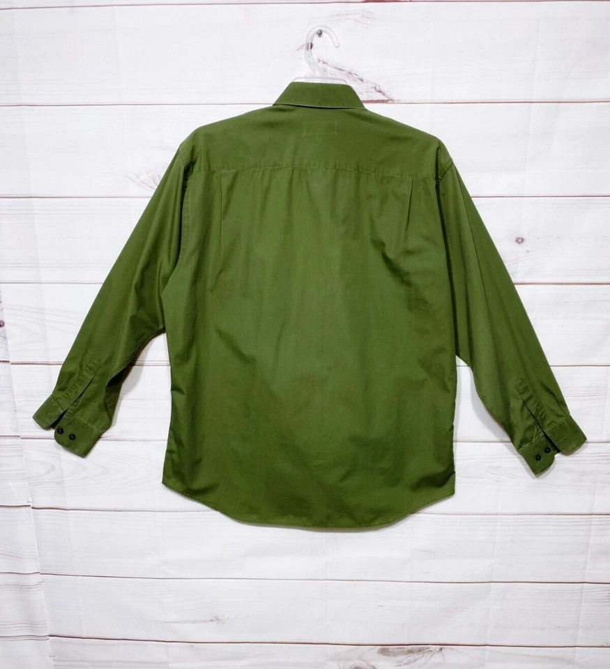 Camisa Marquis Para Hombre Talla L (16.5) Cuello Verde Bolsillo Abotonado Manga Larga Foto 4 de 4