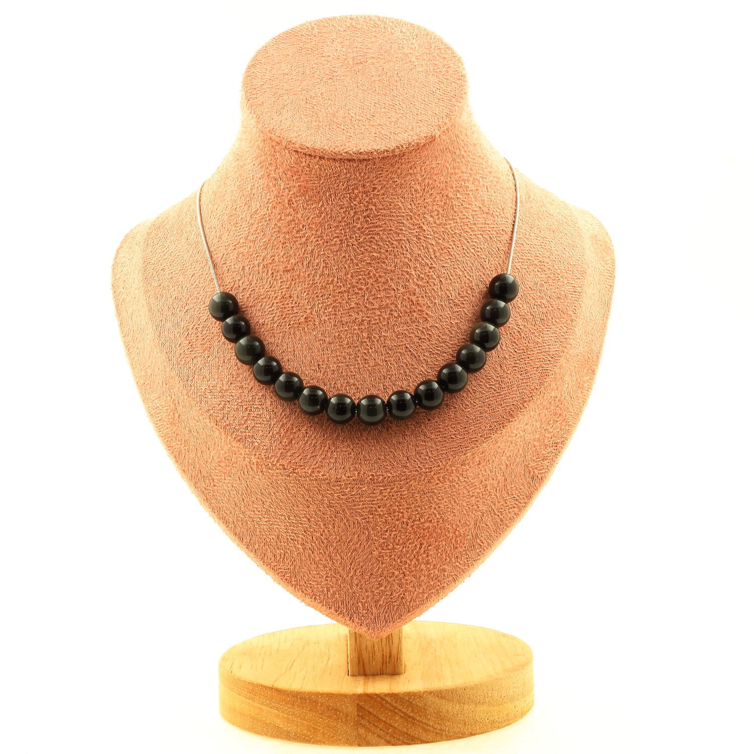 Collier Obsidienne Noire 8mm pour la Protection Énergétique et Chaîne en Acier Protectrice