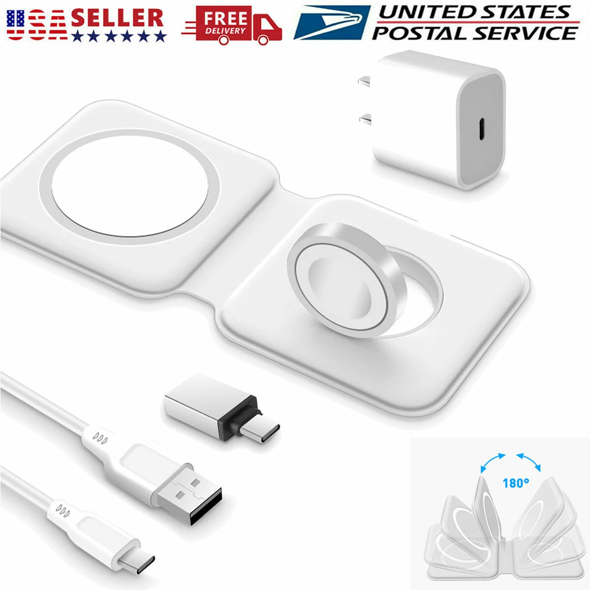 For Apple iPhone 15 14 12 13 Pro Max MagSafe Duo Charger Charging Station  Pad