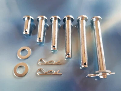 Clevis Pins Metric M4 M5 M6 M8 BZP With R-Clips Washers 10mm to 70mm Set of 2
