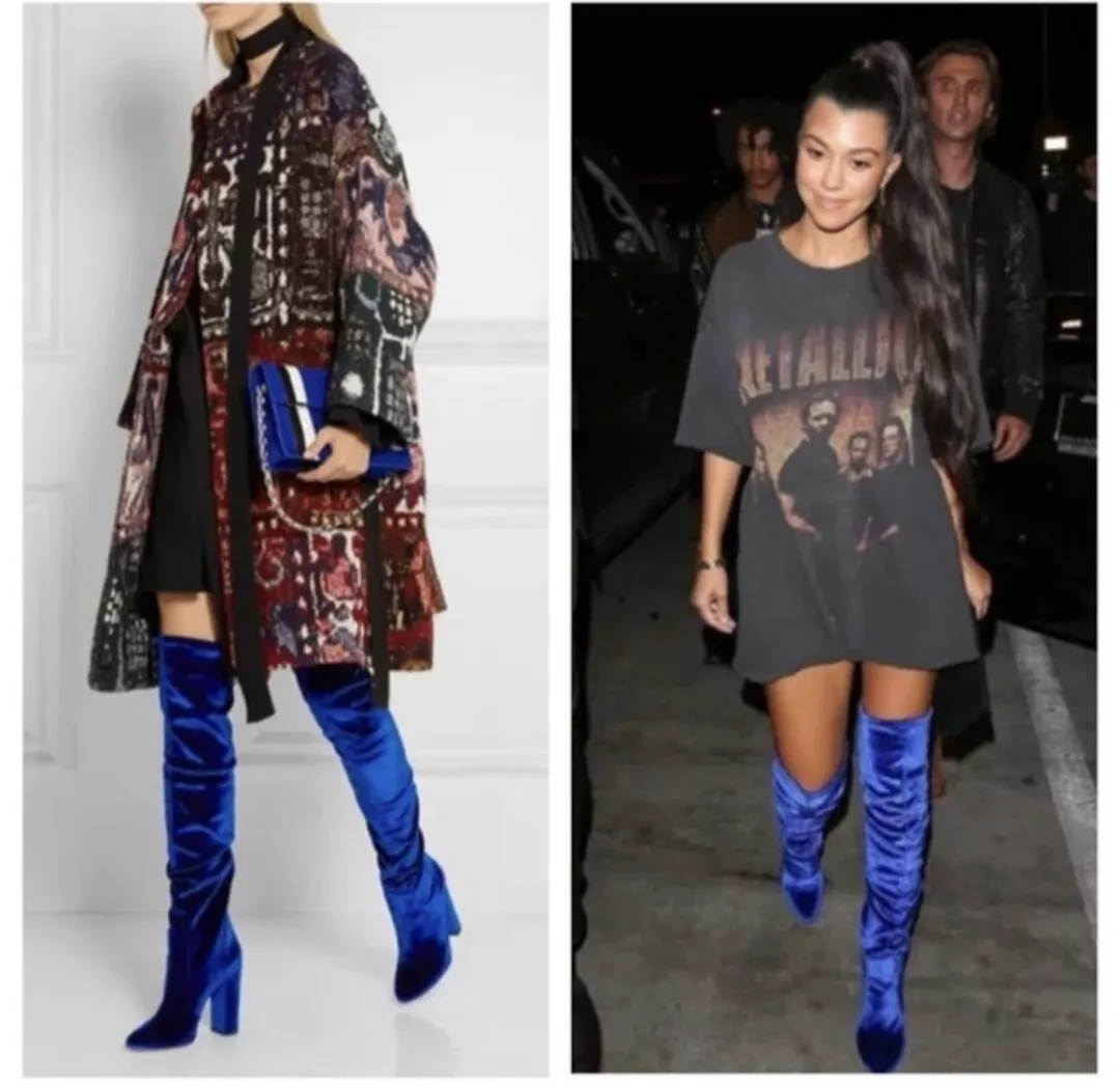 Steve Madden Glamurr Royal Blue Velvet Corset Over The Knee High