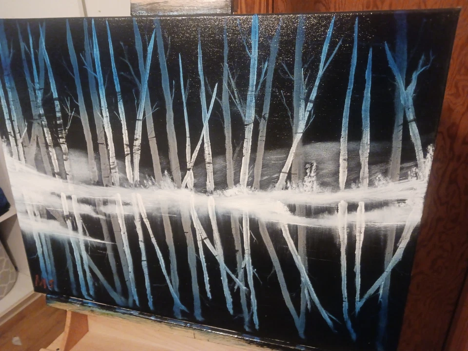  Pintura al óleo original (estilo Bob Ross) lienzo 20x24 Foto 3 de 3