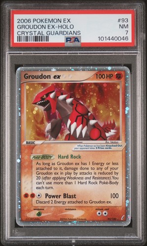 2006 POKEMON EX CRYSTAL GUARDIANS #93 GROUDON EX HOLO PSA 7 HEAD SWIRL