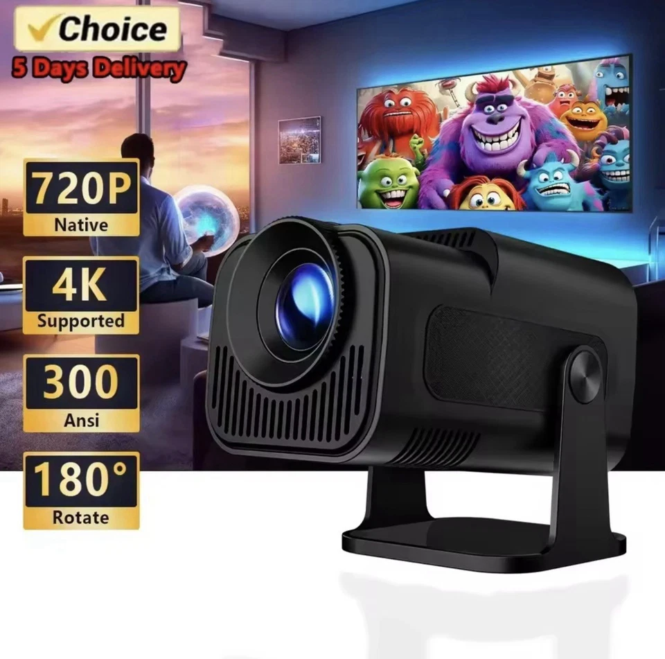 HY320 Mini Newly Native 720P Android 11 4K Projector 300ANSI Wifi6 BT5.0 Cinema  - Image 2 of 4