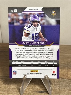2020 Panini Prizm Justin Jefferson #398 Orange Lazer Prizm Rookie