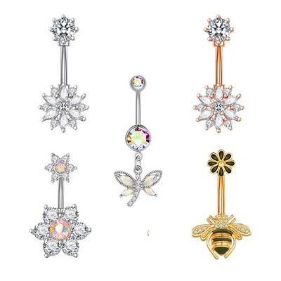  2 PCS Nabel Ring Bauchnabelpiercing Stechen -Piercing -Schmuck Klingelt
