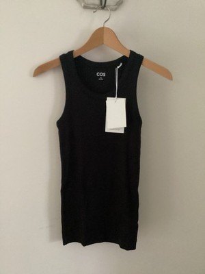 Schwarzes geripptes Damen-Trägertop 360 Tigonee von COS neu mit Etikett, UK-Größe XS, mit Etikett