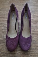 GEOX RESPIRA Purple Suede High Block Glossy Heel Court Shoes UK 6 EU39 Brand New