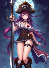 SEXY PIRATE PRINCESS ANIME WAIFU 4x6 Print  Fantasy Art 03092615