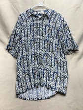 Vintage Campia Moda Mens M/L Short Sleeve Button Down Shirt Geometric Rayon