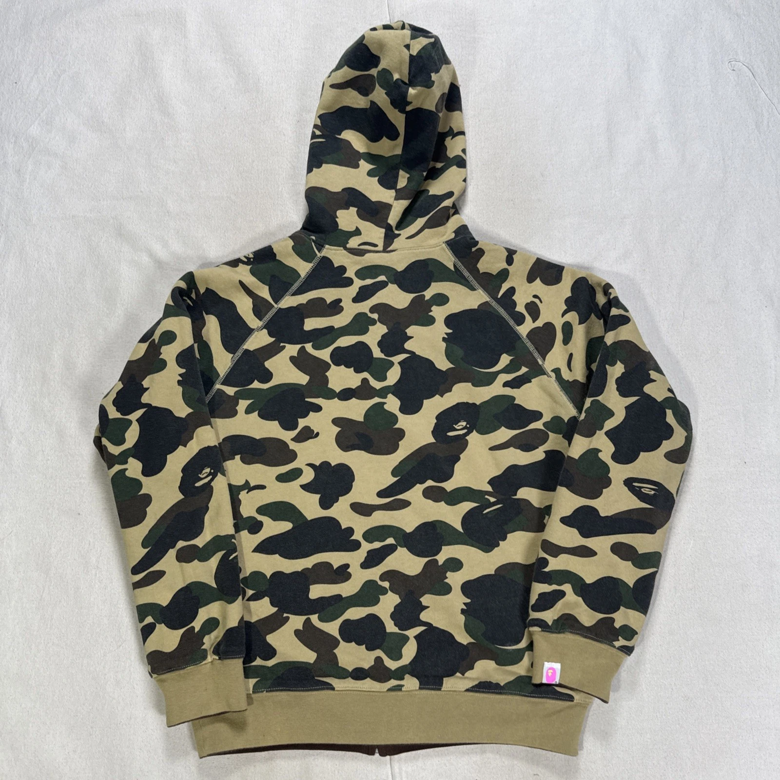 A Bathing Ape Reversible Jacket Mens Small Camo Hoodie Full Zip Pockets - product detail image 12