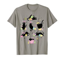 Black Cat With Bunny Eggs Happy Easter Day Matching T-Shirt