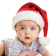 Santa Hat for Baby Christmas Hats Red Double Thicken Velvet Warm Comfort Holi...