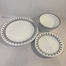 12pc Vtg CORELLE Vitrelle City Block 4 Dinner Plates, 4 Bread Plates 4 Bowls EUC