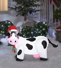 3.5  FT HOLIDAY LIGHT-UP COW AIRBLOWN CHRISTMAS YARD INFLATABLE GEMMY DECORATION