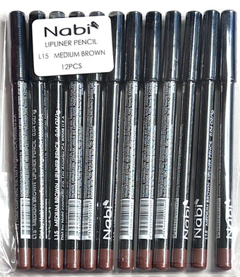 NABI LIPLINER PENCIL, L15 MEDIUM BROWN,  0.04 OZ.  12 PACK -FREE SHIPPING