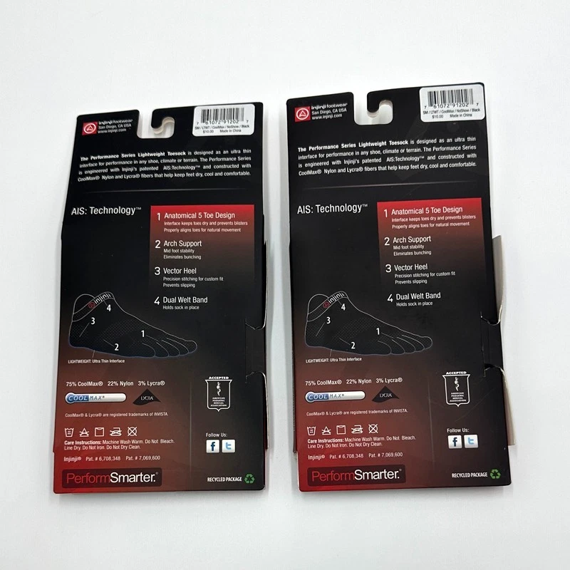 2 pack Women's Lightweight Athletic No Show Socks 5 Toe Black Size S injinji - Image 2 of 3