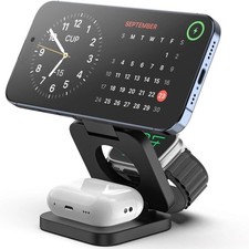 Magnetisches 3-in-1 Wireless Ladegerät Faltbar Schnellladen für iPhone Apple Wat