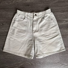 Vintage 90s LEE Women's High Rise Denim Mom Shorts Ivory Sz 8 W29" elastic waist