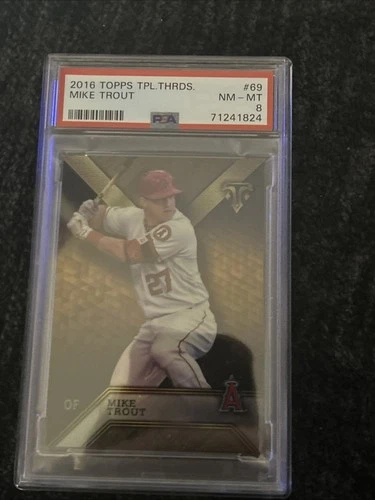 2016 TRIPLE THREADS MIKE TROUT LOS ANGELES ANGELS #69 PSA 8