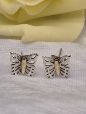 EARRINGS -  Sea Gems Sterling Silver and Brass Open Cut Butterfly Stud Earrings.