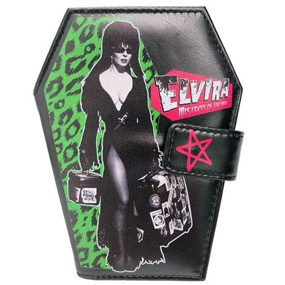 Kreepsville 666 Elvira Luggage Leopard Print BiFold Coffin Wallet Vegan Leather