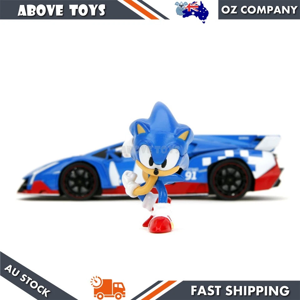 Jada 1:24 Sonic The Hedgehog Lamborghini Veneno With Sonic Figure Diecast Model - Image 4 of 4