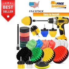 Drill Brush Scrubber Kit Include Scrub Pads Sponge Grout Boat Universal 30Pc Set