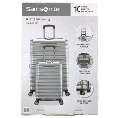 Samsonite Ridgeway II 2-Piece Hardside Set, Checked & Carry-On Spinners, Silver