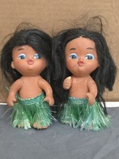 Hawaiian Hula Girl Doll 5  Figures Skirt x2 READ Hawaii