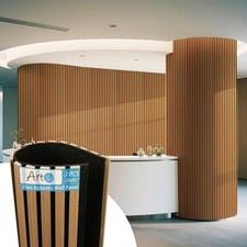 Acoustic Wood Slat Wall Panel with Roll-Flat Design 2 - 95.3 x 23.8 Inch Teak