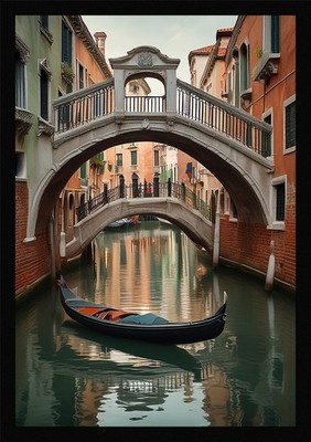 Intime Venedig Kanäle gerahmtes Wandbild Poster Leinwanddruck Bild
