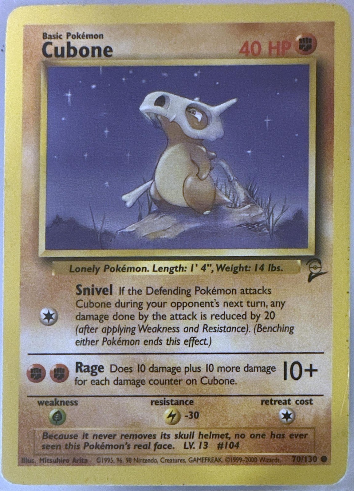 Cubone 70/130 Common Base Set 2 Pokemon Lightly Played